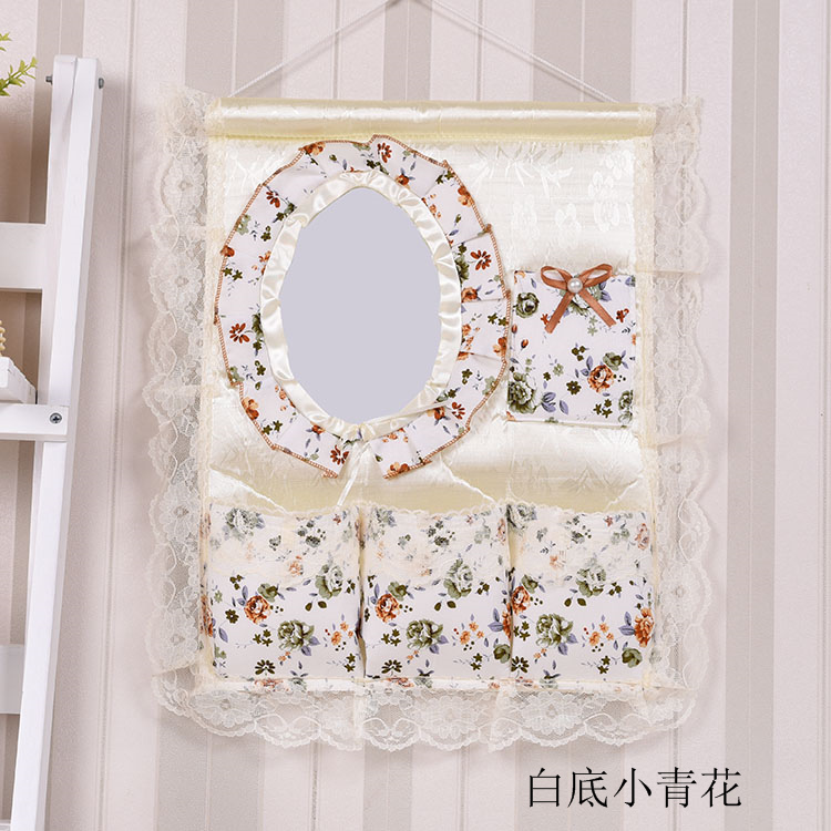 Wholesale 1F311F3 Wall and door rear hanging bag fabric multi-layer storage hanging bag with mirror storage bag hanging dressing pic 26