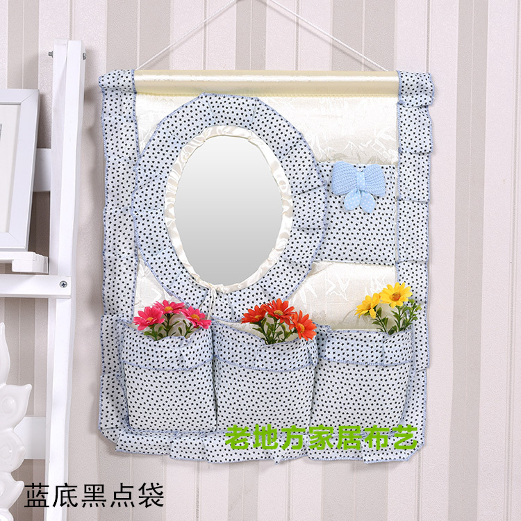 Wholesale 1F311F3 Wall and door rear hanging bag fabric multi-layer storage hanging bag with mirror storage bag hanging dressing pic 24