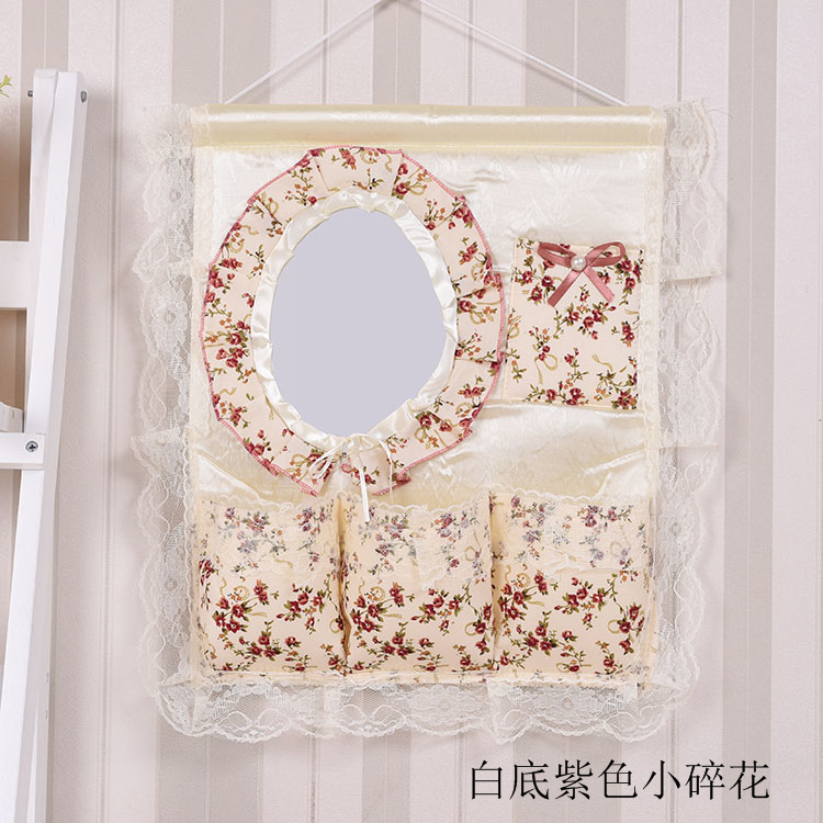 Wholesale 1F311F3 Wall and door rear hanging bag fabric multi-layer storage hanging bag with mirror storage bag hanging dressing pic 25
