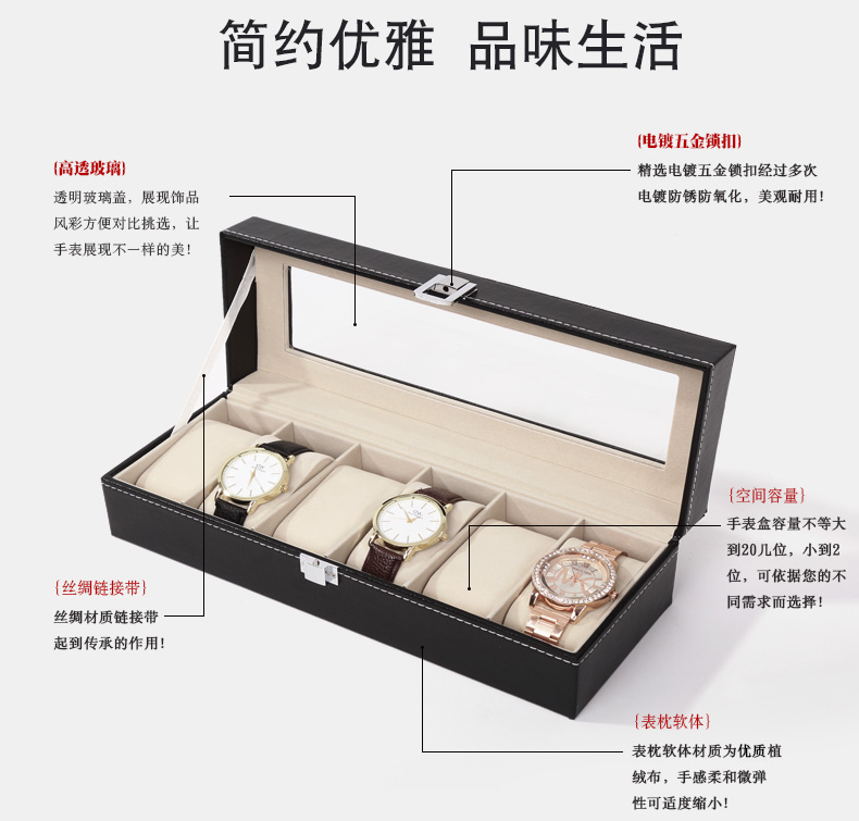 Cartoon PU leather watch storage box packaging gift box decoration universal type pic 4