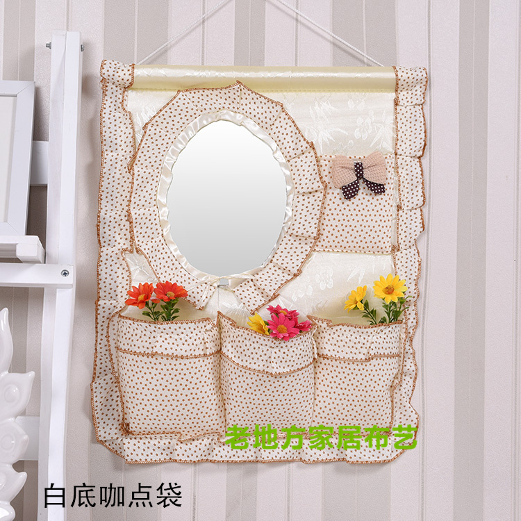 Wholesale 1F311F3 Wall and door rear hanging bag fabric multi-layer storage hanging bag with mirror storage bag hanging dressing pic 22