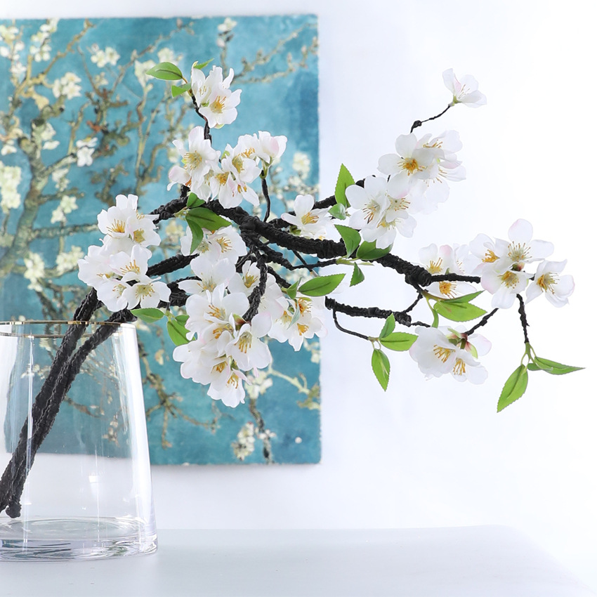 Red plum blossoms, artificial flowers, large foam branches, cherry blossoms, silk flowers, soft furnishings, home decoration, scene arrangement, artificial plants, ecological beautification of space Item Picture