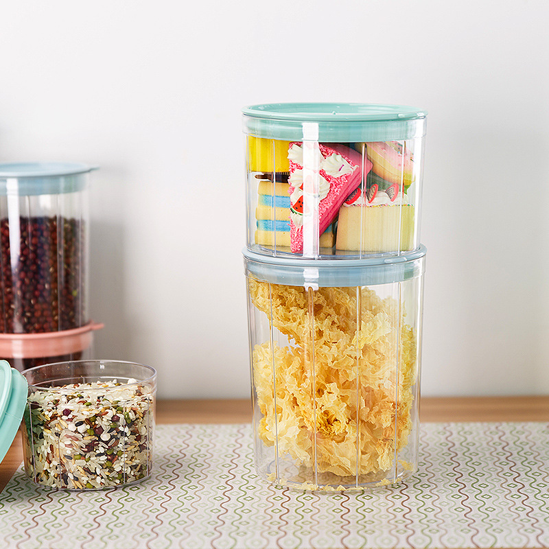 Grain and cereal storage jars, food sealed and fresh-keeping transparent kitchen storage plastic candy jars, children's sealed boxes Specification image