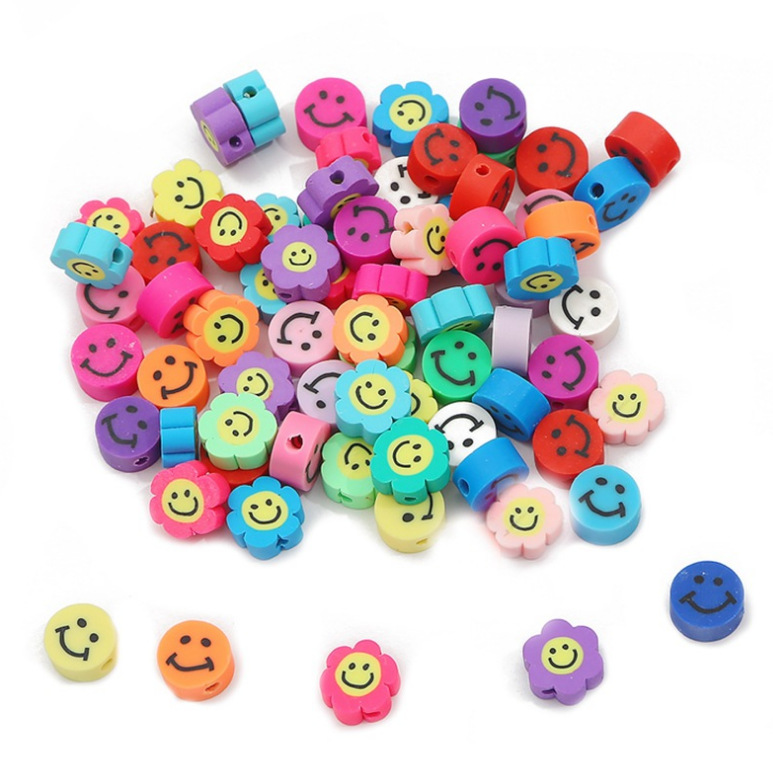 Manufacturers Direct Children's Handmade Diy Jewelry Accessories Explosive Polymer Clay Smiling Face Beads Beaded Bracelet Accessories Polymer Clay Art Children's Fun Handmade Beads details Picture