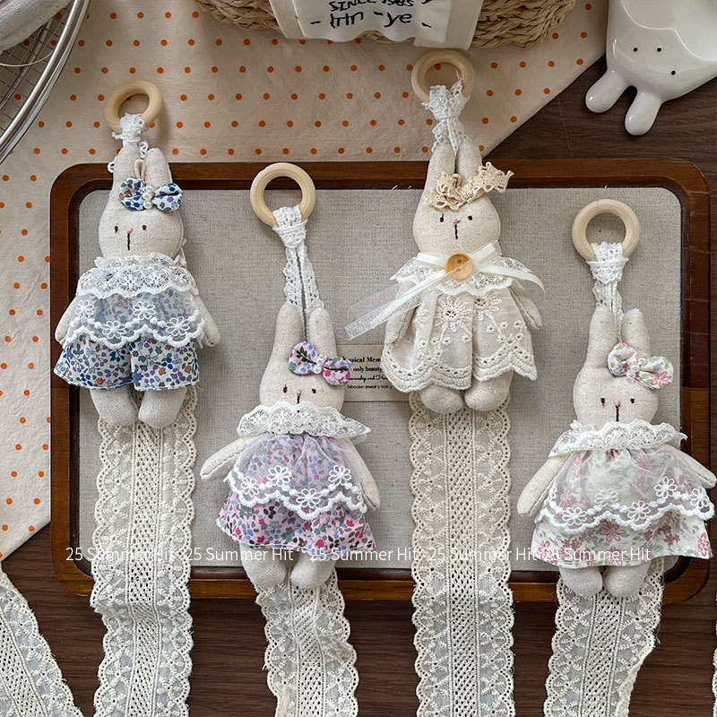 New Korean-style cute rabbit floral dress fabric pendant, children's room decoration, girl lace storage strap accessory Application Scenario