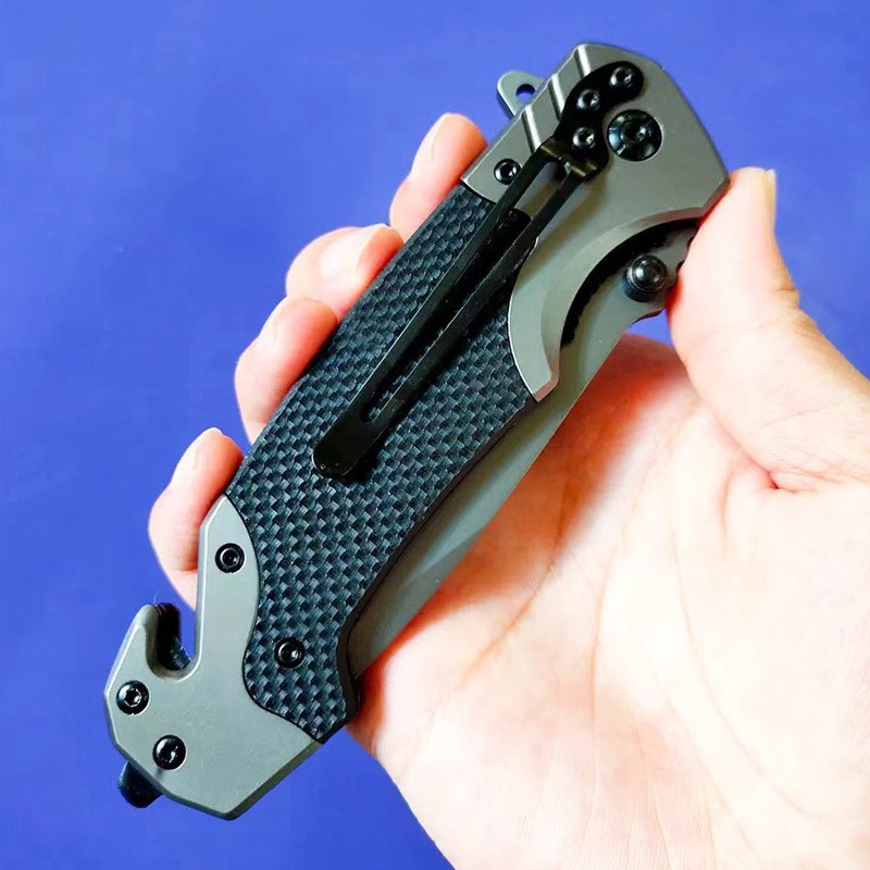 G10 Outdoor multi-purpose tactical survival knife, camping portable pocket self-defense knife, stainless steel folding knife, folding knife design for easy carrying Specification image