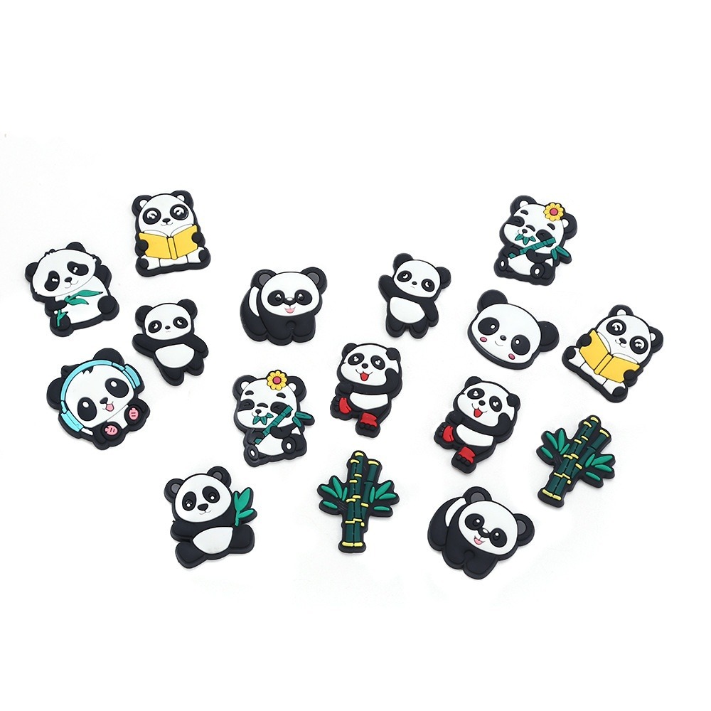 Cartoon PVC soft plastic Panda series mobile phone case Crocs Shoe Buckle Pencil Case storage box DIY accessories Cute Panda Shoe decoration mobile phone case decoration DIY creative accessories Item Picture