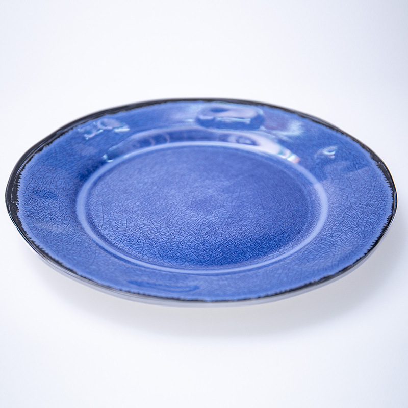 A5 Melamine Seafood Barbecue Hot Pot side Plate, blue creative imitation porcelain plate, melamine tableware for restaurants details Picture