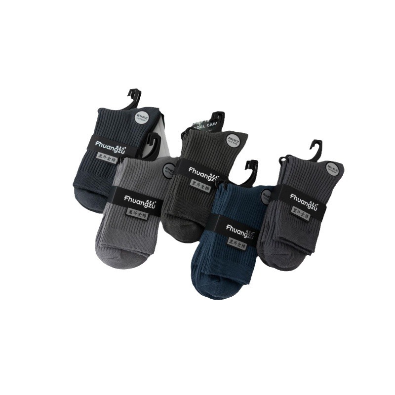 Nuevo hombre otoño invierno rodillera calcetines de algodón medio engrosado color oscuro negocios deportes antibacteriano anti-olor no pillable algodón al por mayor Item Picture