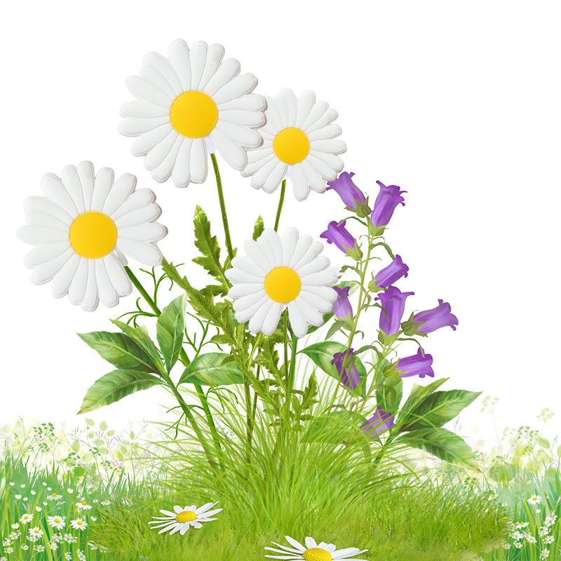 Cute little Daisy cartoon patch PVC soft rubber small flower phone case hair clip DIY accessory in stock wholesale, other categories and styles diverse