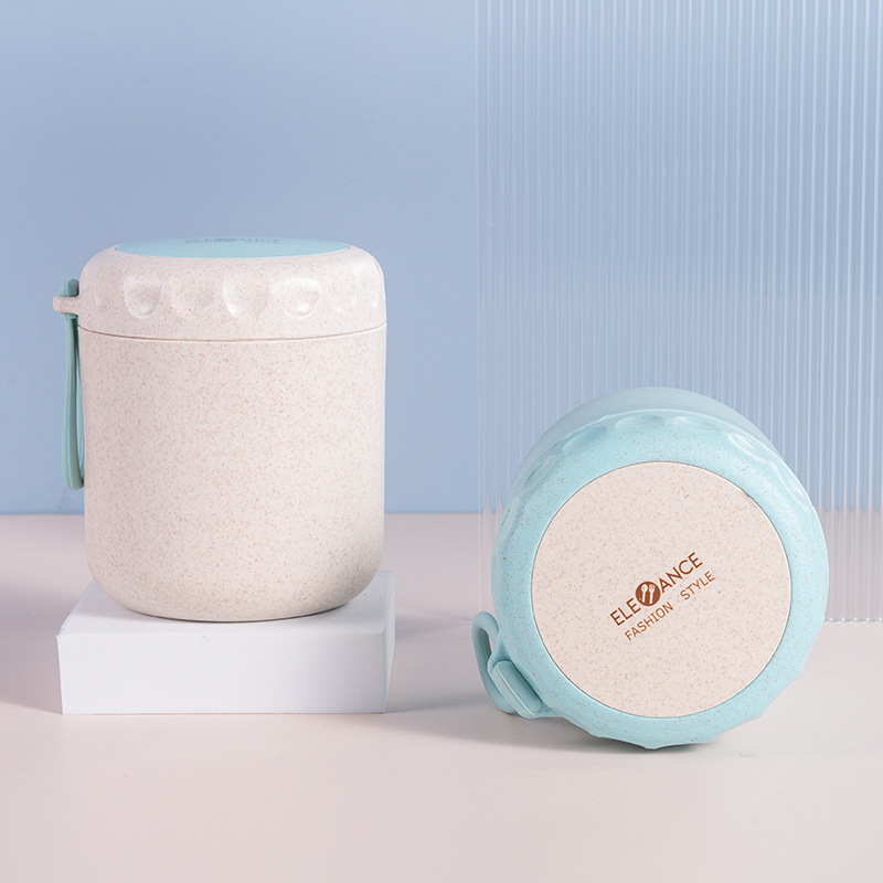 Wholesale Japanese portable round breakfast cups, cereal milk cups, covered soup cups, microwave-safe small lunch boxes, porridge cups, food storage boxes, and lunch boxes are practical and convenient details Picture
