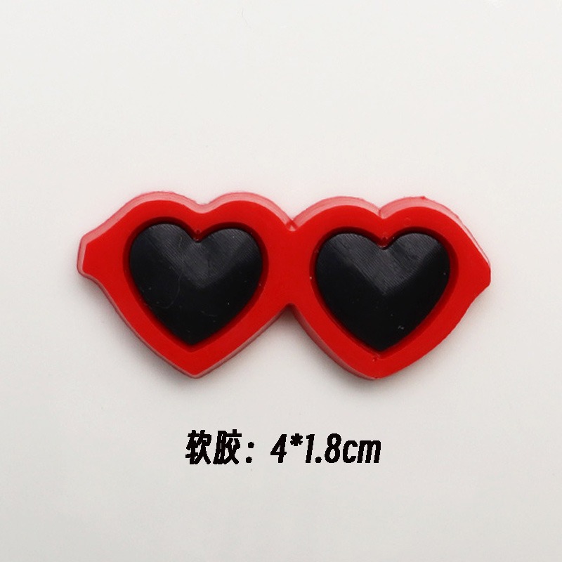 Love glasses storage box PVC soft plastic mobile phone case Crocs buckle DIY wholesale cup stick refrigerator patch Creative diy accessories practical portable protective glasses case details Picture