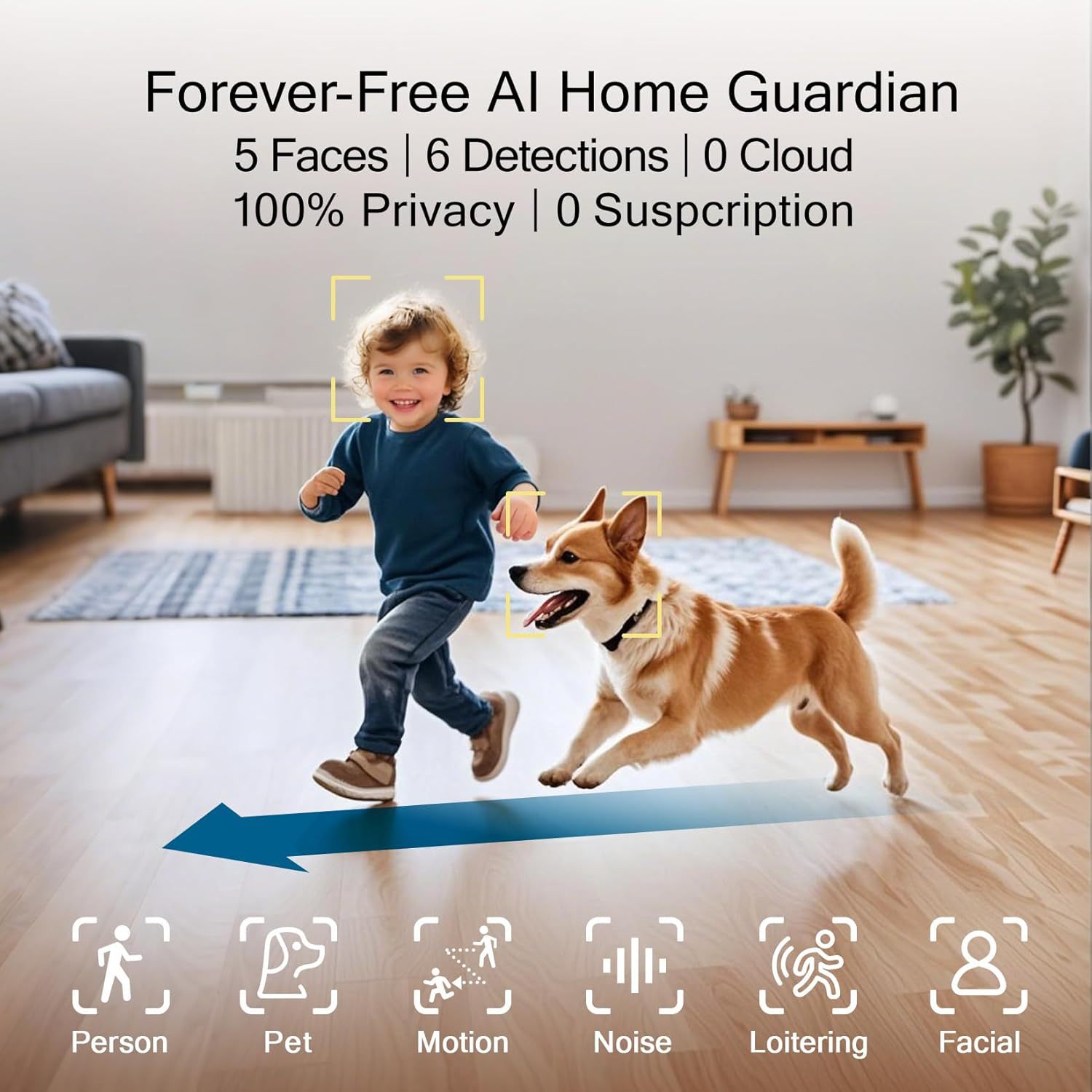 Cinmoore 3K pet dog camera pan-tilt monitoring with mobile App for remote viewing CM-2U Specification drawing