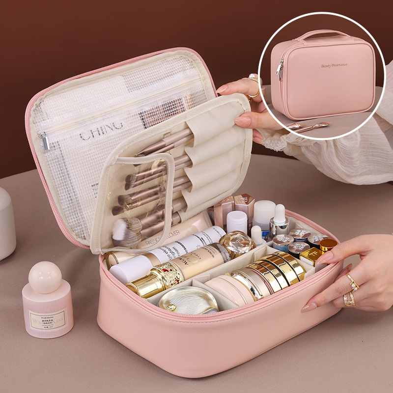 Cross-border best-selling portable multi-functional makeup bags, large-capacity waterproof storage bags, travel toiletries bags, mom's dinner bags, makeup cases, leather goods