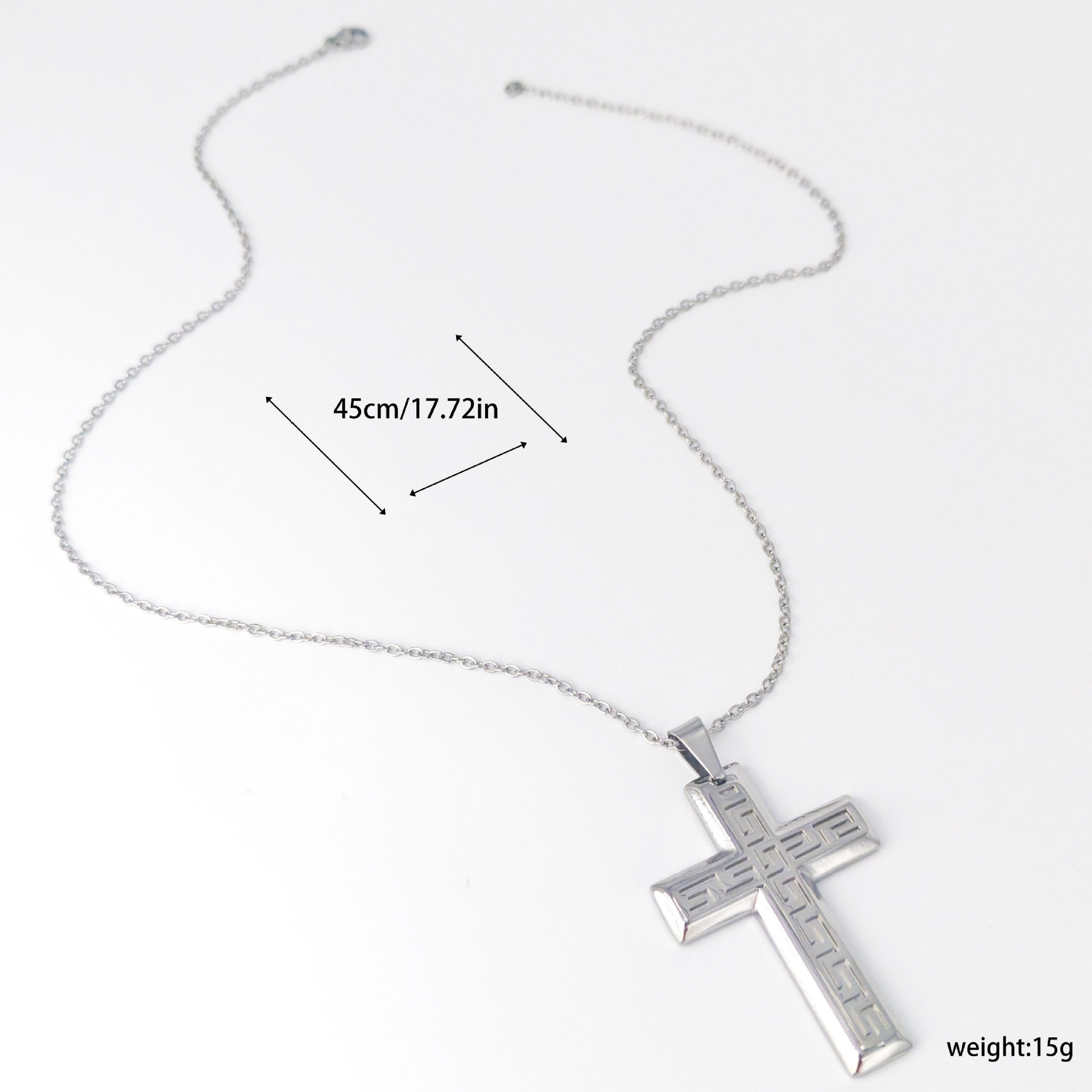 European and American punk style cross pendant necklace, suitable for both men and women, made of titanium steel, retro and individual design, trendy rock style, cross-border e-commerce direct supply source, fashionable jewelry