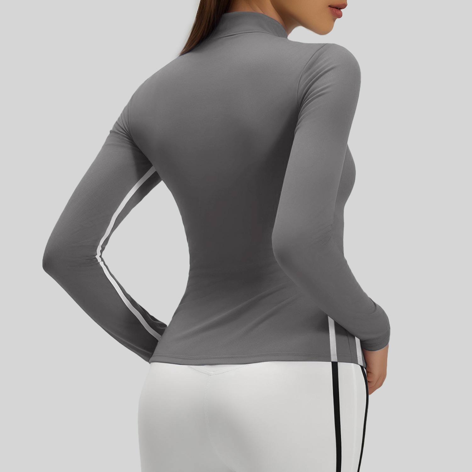 25 New linear stand-up collar sports jacket for women, long-sleeved running, yoga, fitness, casual outdoor sportswear Specification image