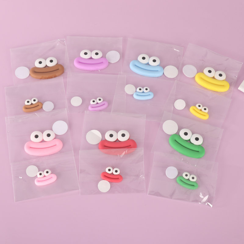 Big eye cartoon sausage mouth eye charger protective case Mobile phone case diy creative soft adhesive patch accessories diy accessories soft adhesive anti-fall wear protective case details Picture