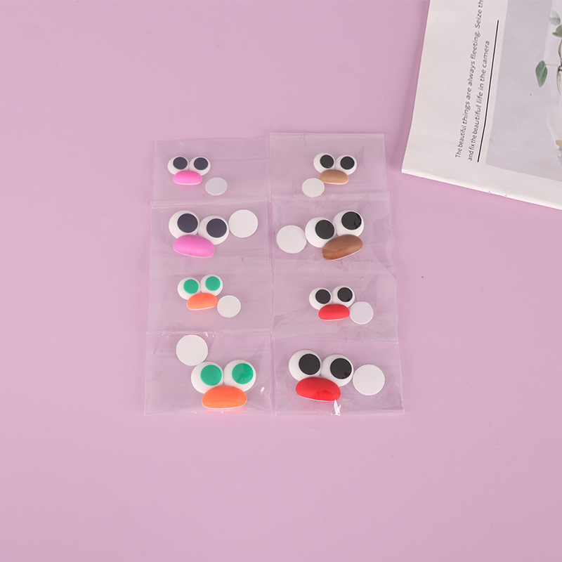 Cartoon three-dimensional big eyes sausage mouth PVC soft patch DIY accessories cute creative glass phone case accessories Fun cute personality decorative stickers details Picture