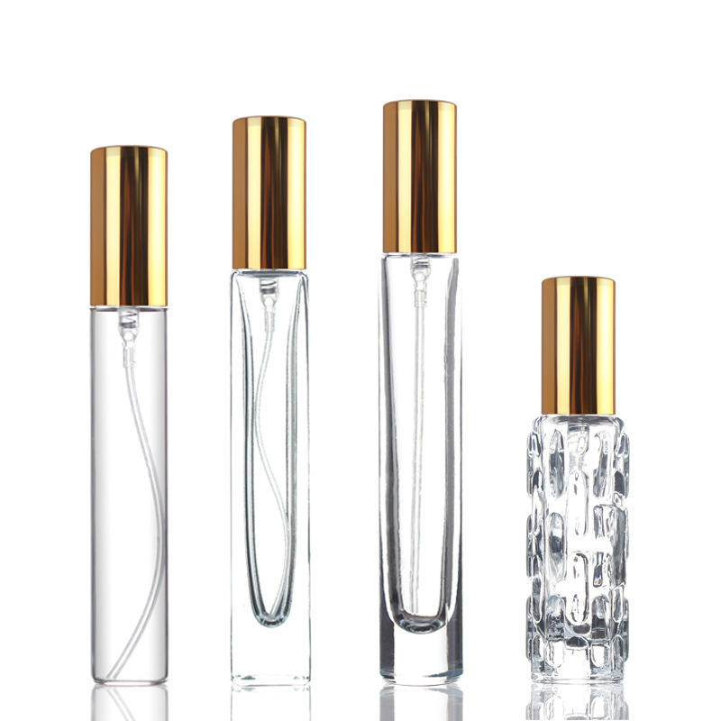 10ml high-end portable aluminum foil thick-bottomed screwed perfume refill bottle glass spray bottle empty bottle round and square design, beautiful and practical Item Picture