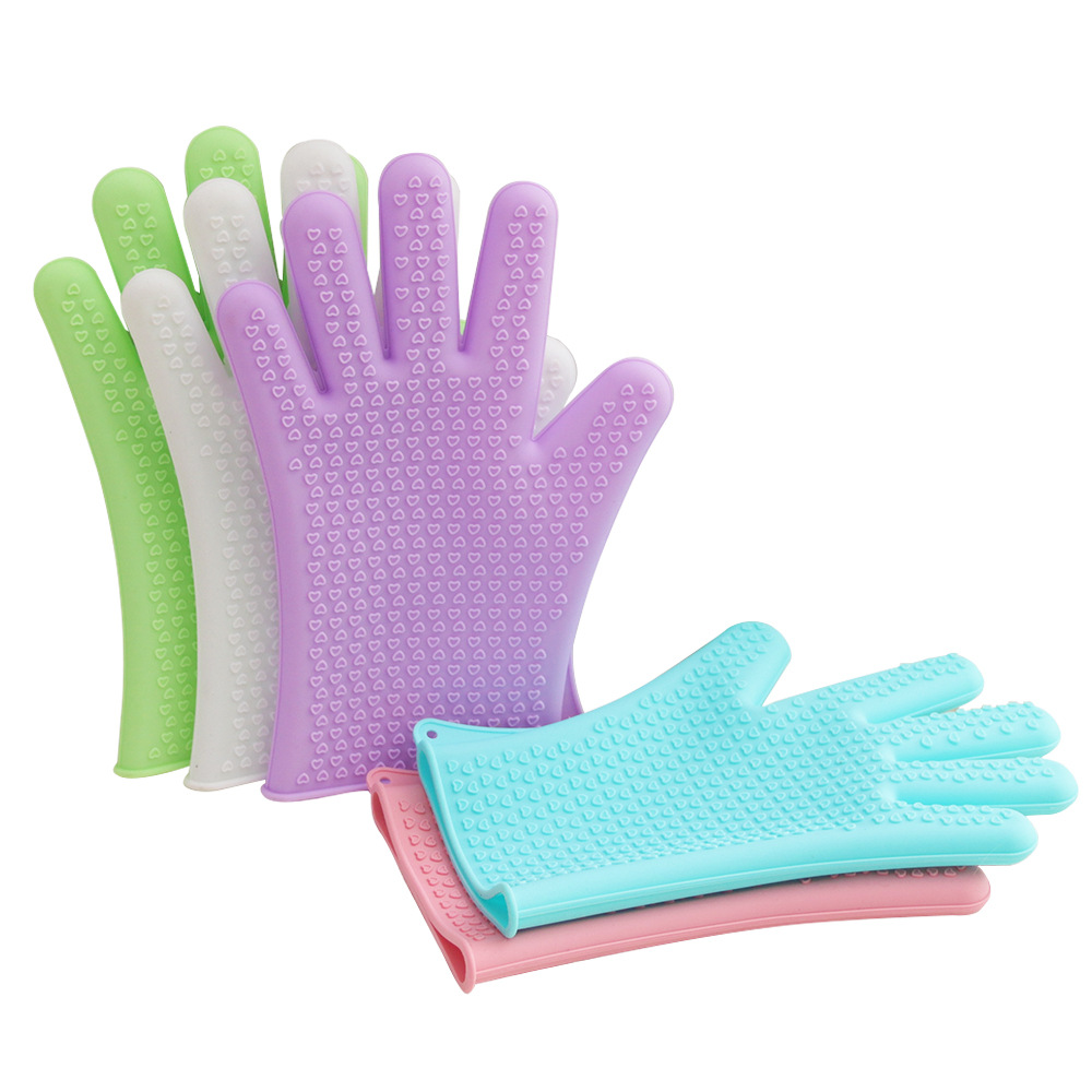 Silicone thick kitchen cleaning and dishwashing gloves Anti-scalding anti-high temperature microwave baking insulated household oven gloves are practical and durable Item Picture
