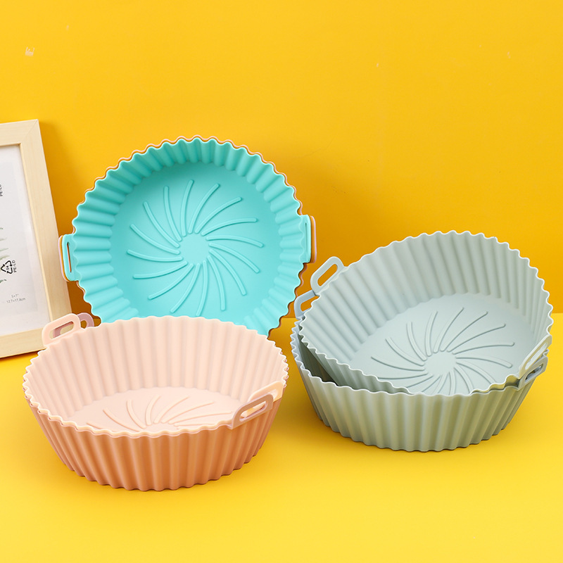 8 inch air fryer special silicone mat oven tray foldable anti-burn barbecue baking multi-functional silicone baking tray baking tray high temperature resistance and non-slip details Picture
