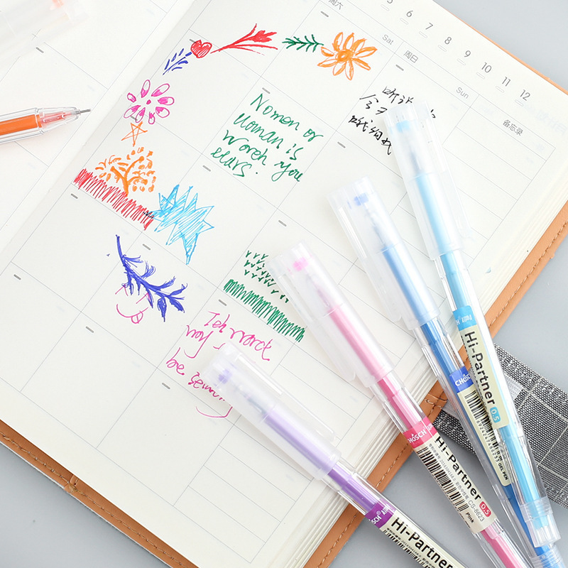 Timeout 8623 Full-needle colored gel Pen 0.5mm 8-color set Student office signature gel pen, high-quality and smooth writing gel pen details Picture