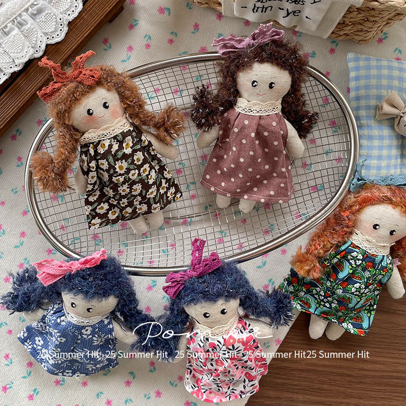 New Korean-style cartoon braid doll floral dress, cute chubby doll pendant, forest-themed sweet doll keychain, Ins-style decoration