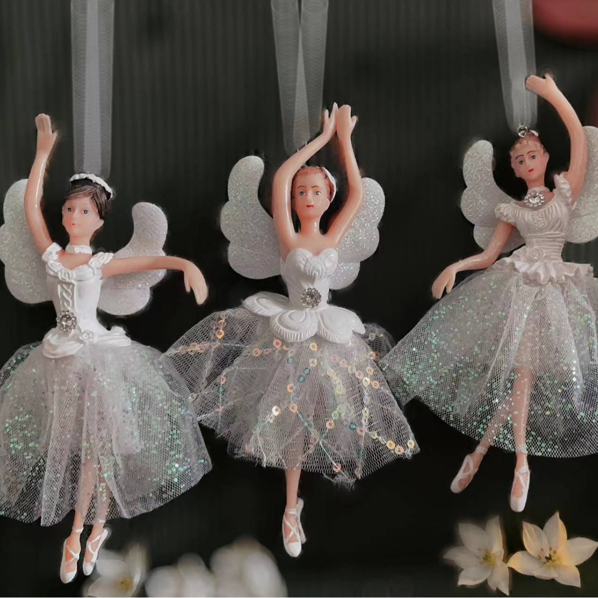 Cartoon ballet girl, gauze flower dress, hanging decoration, doll, resin handicrafts wholesale, Christmas and New Year's Day gifts, fabric dolls, dolls, exquisite and cute creative home decorations thumbnail