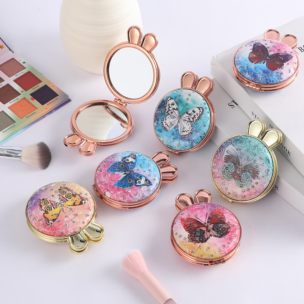 复古风多款图案便携化妆镜时尚感简约随身小镜子日用百货卫浴用品