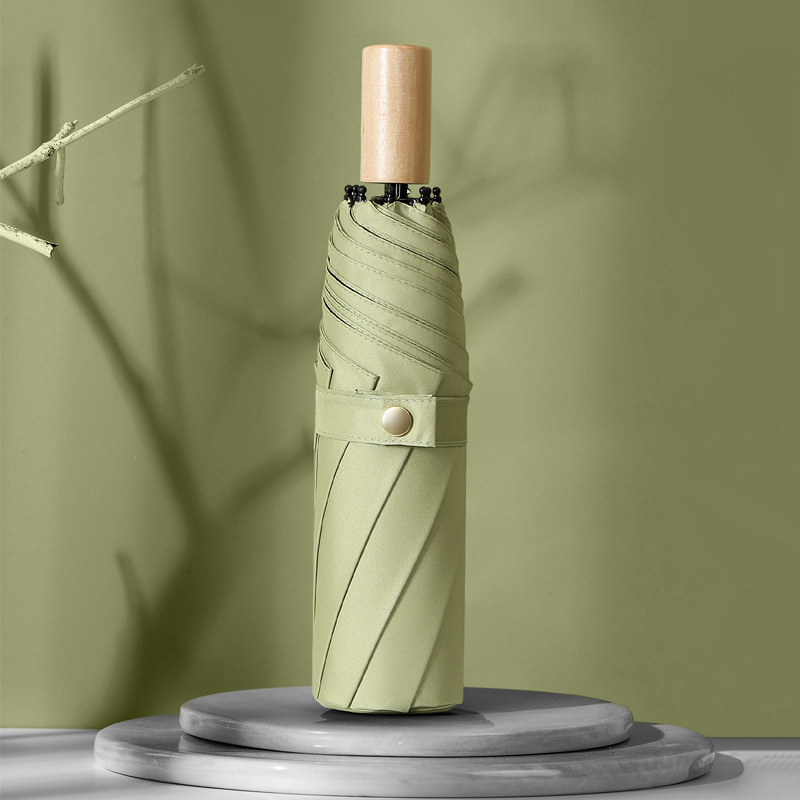 小清新文艺纯色折叠伞木柄晴雨两用创意礼品遮阳防雨日用百货