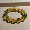 Original natural yellow crystal bracelet, women's wealth attraction bracelet, men's and women's hand beads, jewelry, gift, clear and transparent, violent yellow style, simple and fashionable Item Picture