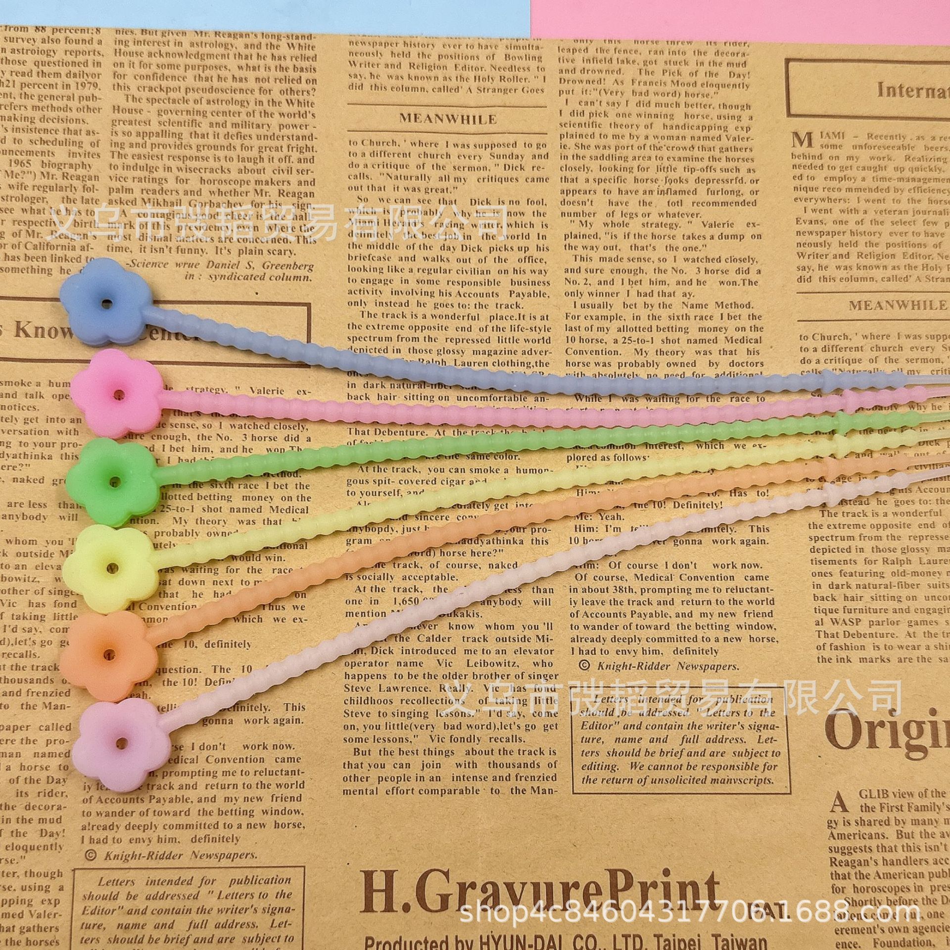 Natural Korean version fluorescent luminous transparent flowers silicone cable ties rainbow rope ties DIY handmade accessories Hair pins hair ornaments Specification drawing