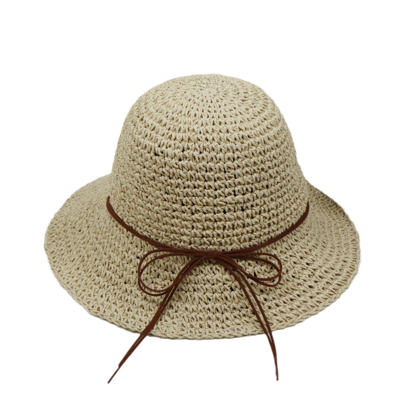 Summer women's wide-brimmed straw sun hat, crochet fine craftsmanship, beach sun hat, sun protection, versatile, foldable straw hat, adult hat factory direct sales Item Picture