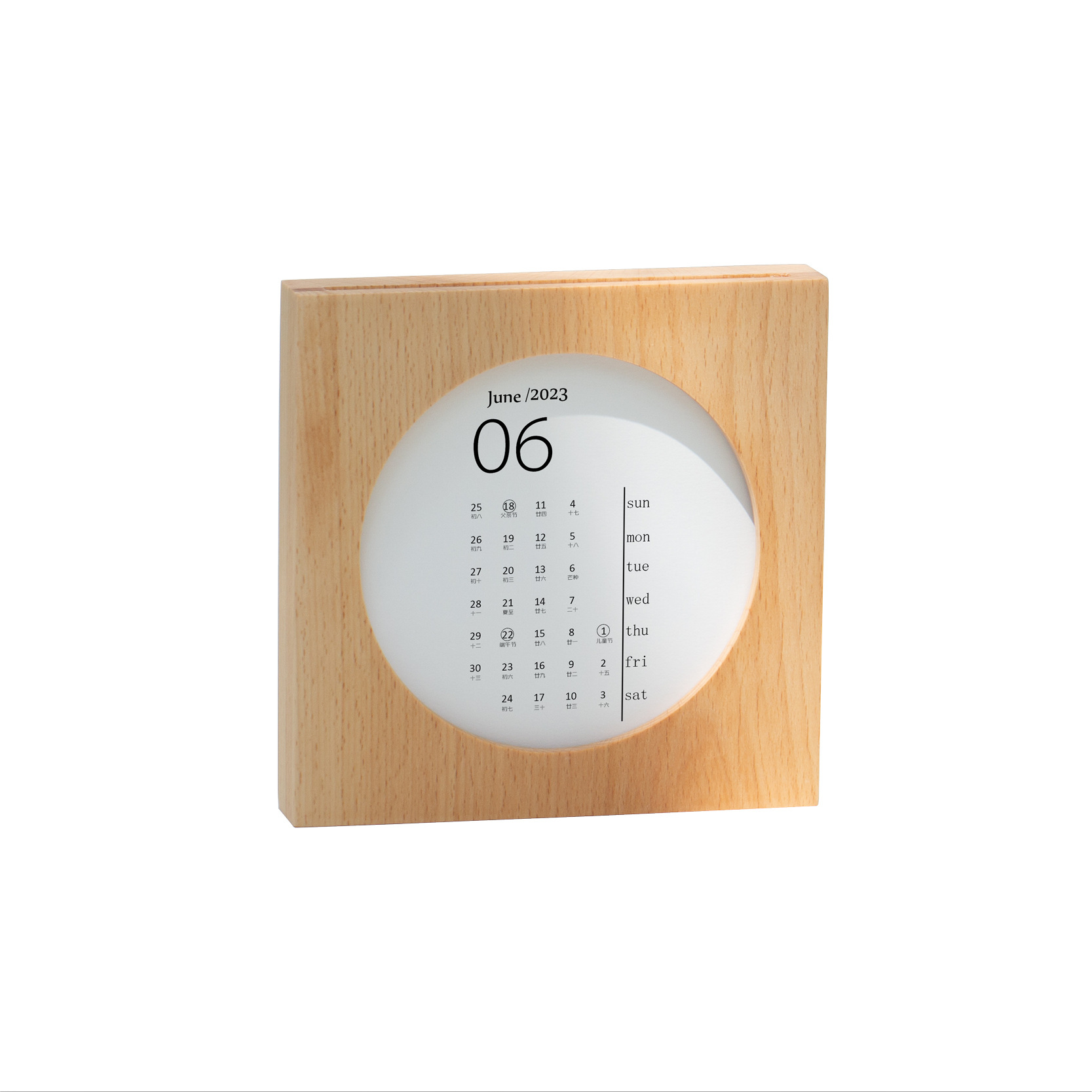 2024 Enterprise Custom Logo Wooden Luminous Picture Frame Square Diy Table Photo Frame Calendar Custom Creative Desk Calendar Item Picture