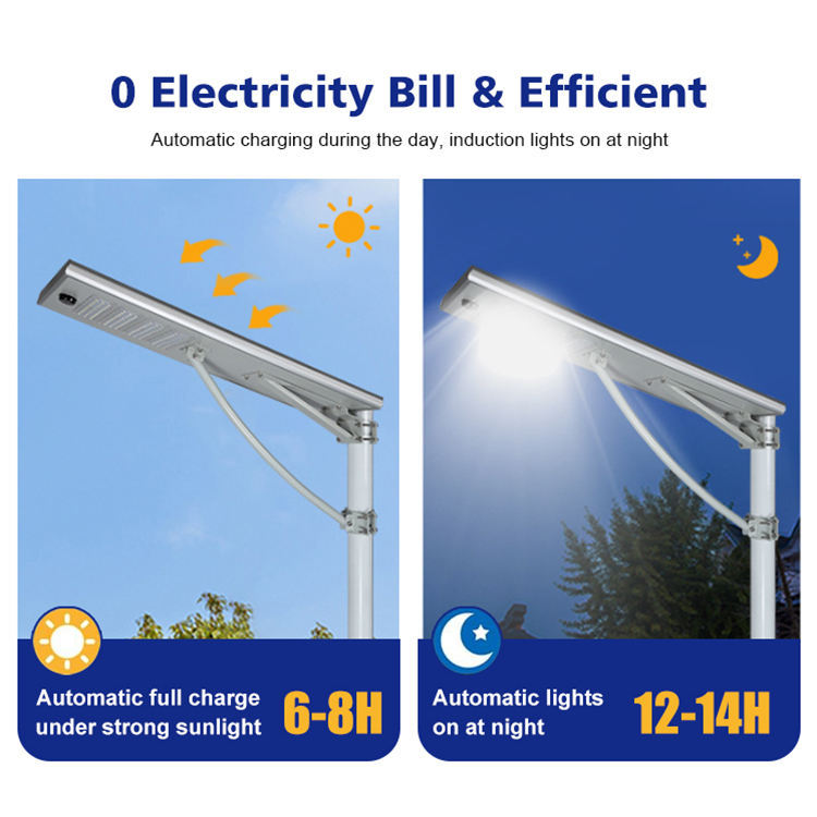 Luz Solar todo en uno luz de calle solar de aleación de aluminio al aire libre impermeable nueva lámpara de iluminación de carretera rural luz exterior Specification image