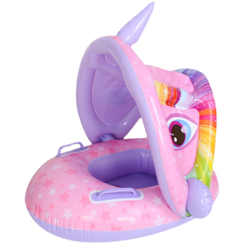 Children's swimming sunshade boat, cute thickened inflatable seat, waterproof and sun-proof for babies, boys and girls, manufacturer's model Item Picture