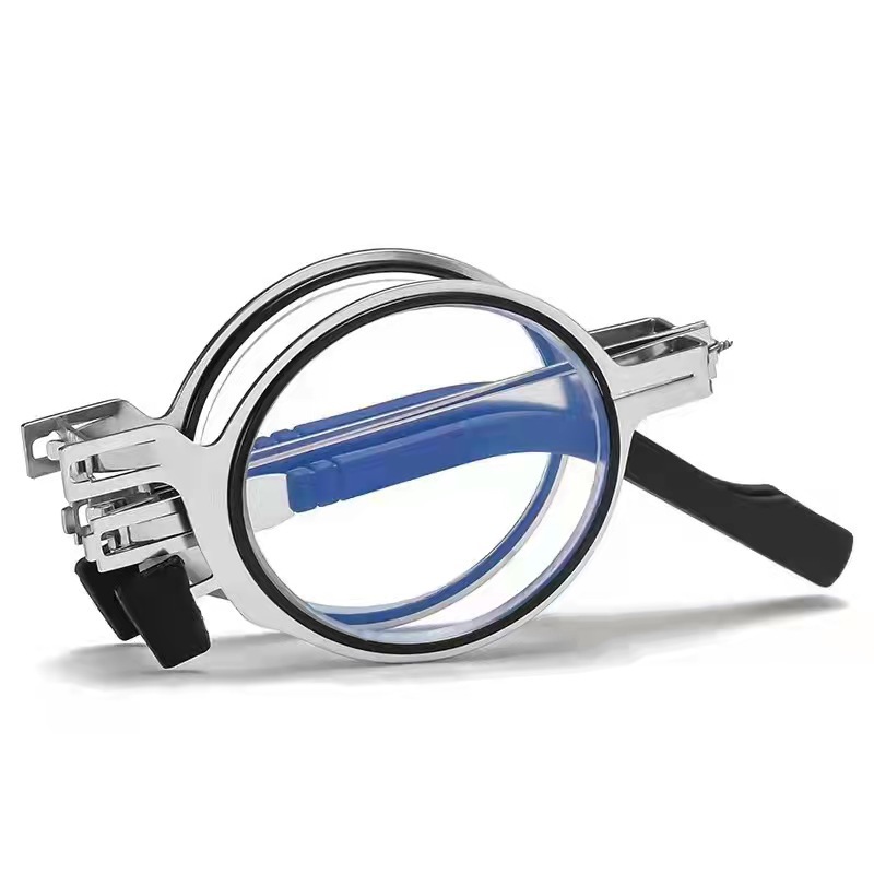 New retro-style portable screwless reading glasses for both men and women, foldable anti-blue light and anti-fatigue reading glasses, a fashionable and trendy style Specification image