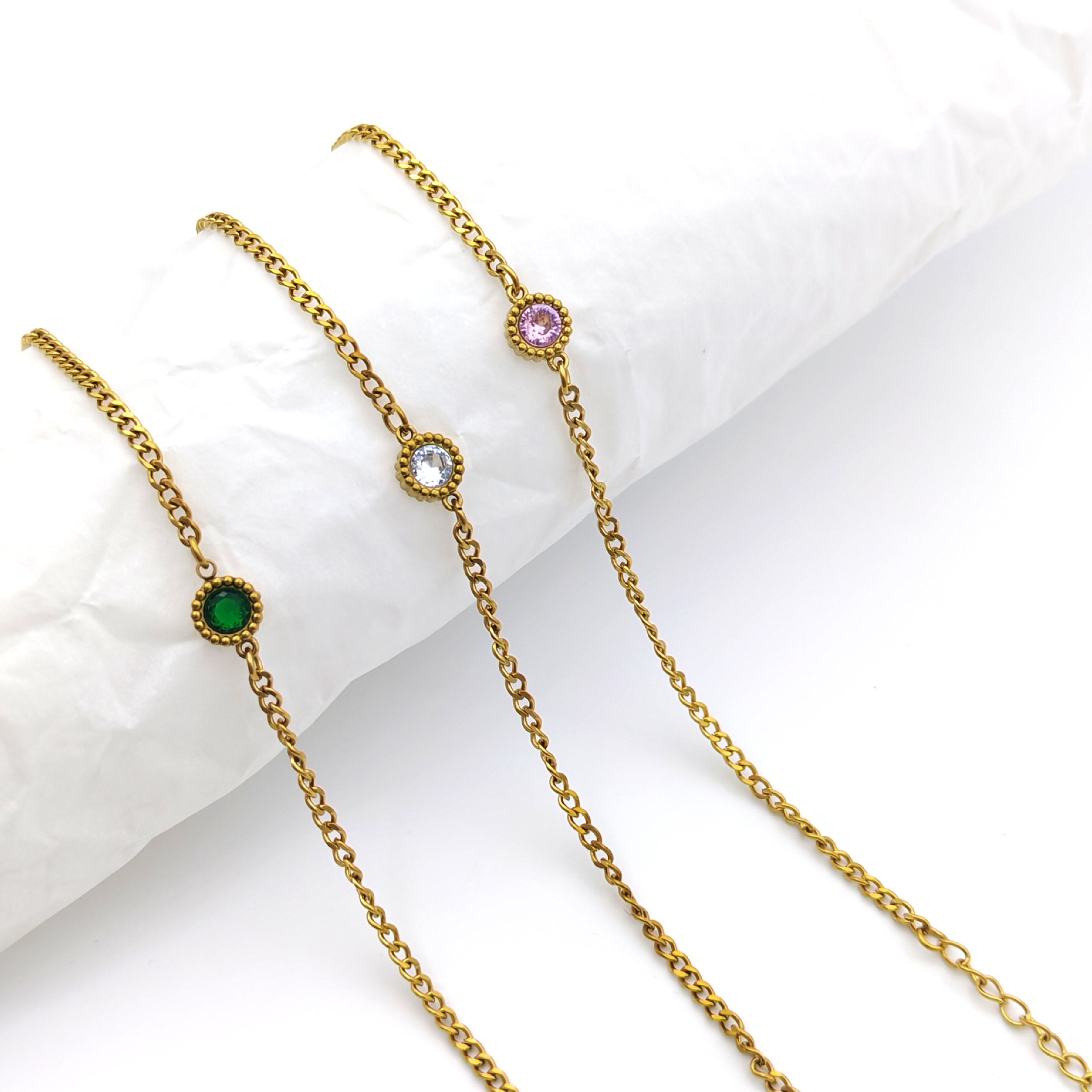 Cross-border direct mail to Europe and America, fashionable, simple and niche style, high-end feel, double-layer stacked stainless steel chain with zircon inlaid bracelet, exquisite jewelry bracelet for women