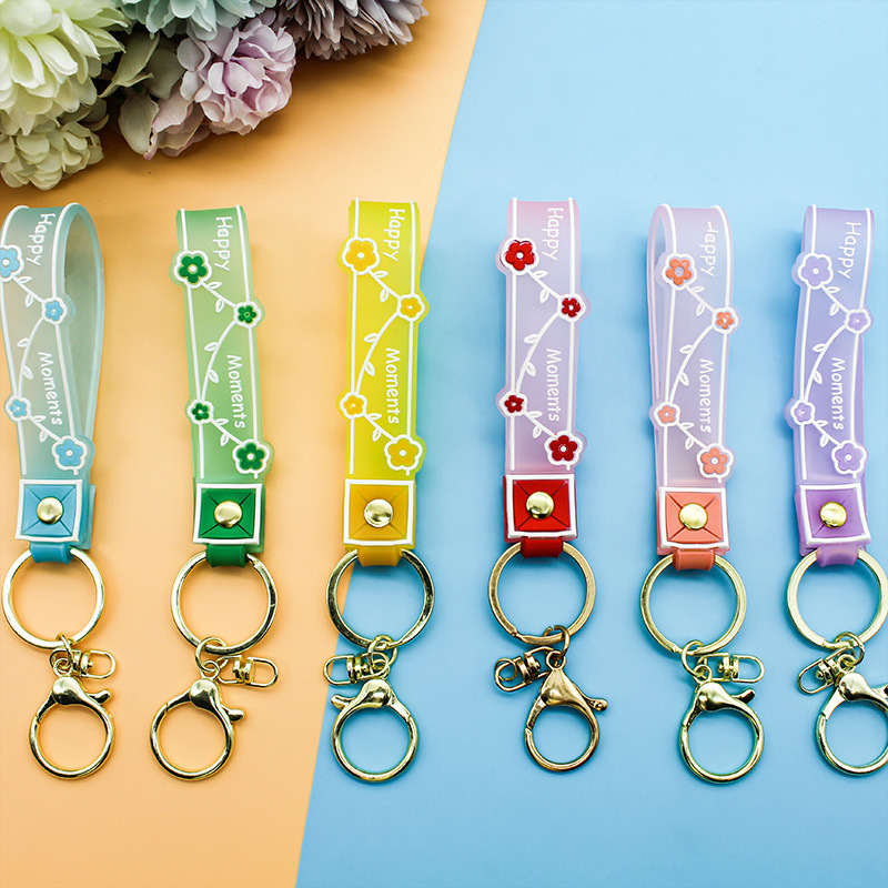 Transparent DIY candy-colored PVC soft rubber keychain pendant accessory leather rope keychain ring creative leather rope accessory manufacturer wholesale beautiful and practical keychain accessories