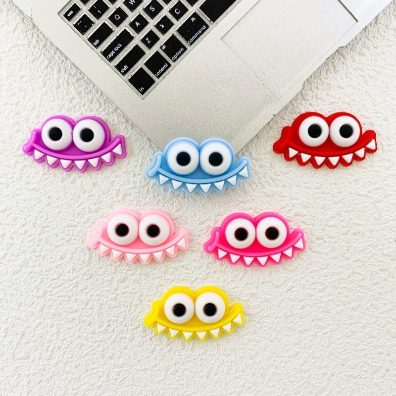 Cartoon funny big eyes teeth PVC soft patch DIY accessories Crocs Shoes flower mobile phone case refrigerator sticker cute creative accessories full figure