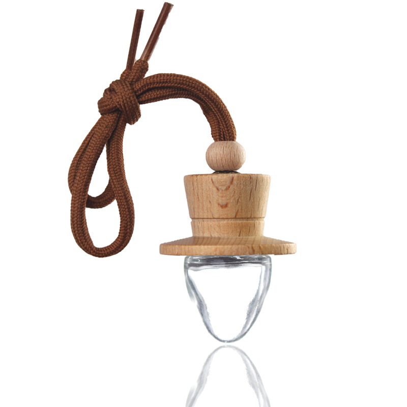 In stock, there are 5ML car aromatherapy glass repackaged bottles, creative car accessories, air bottles, straw hats, wooden caps, empty bottles, car accessories, empty bottles, and aromatherapy decorations Item Picture