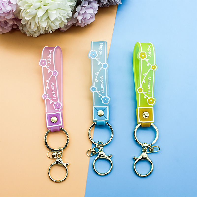 Transparent DIY candy-colored PVC soft rubber keychain pendant accessory leather rope keychain ring creative leather rope accessory manufacturer wholesale beautiful and practical keychain accessories Specification image