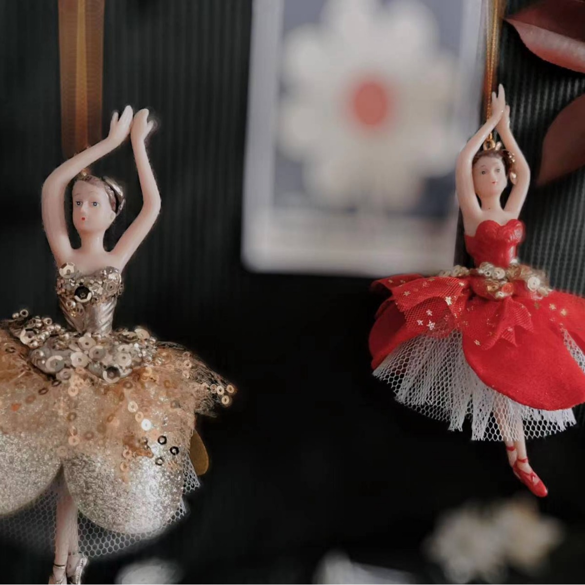 Cartoon ballet dancing girl, double-layer hanging toy, flower dress, resin handicraft, Christmas fabric doll, doll gift Specification drawing