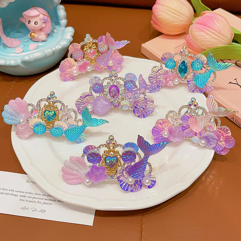 Princess Elsa children's headwear, Frozen Girl Crown Hairpin, Mermaid Hairpin, children's hair accessory Application Scenario
