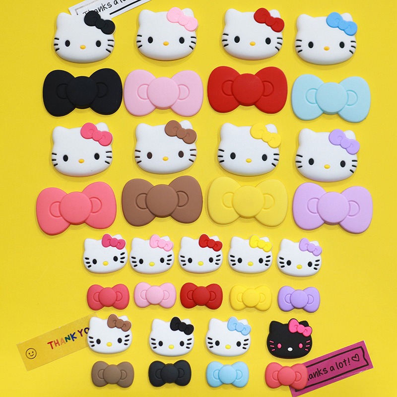 Kitty KT Cat size DIY soft glue three-dimensional sticker water cup phone case Slippers decorative sticker bow shape diy accessories beautiful practical cute Specification drawing