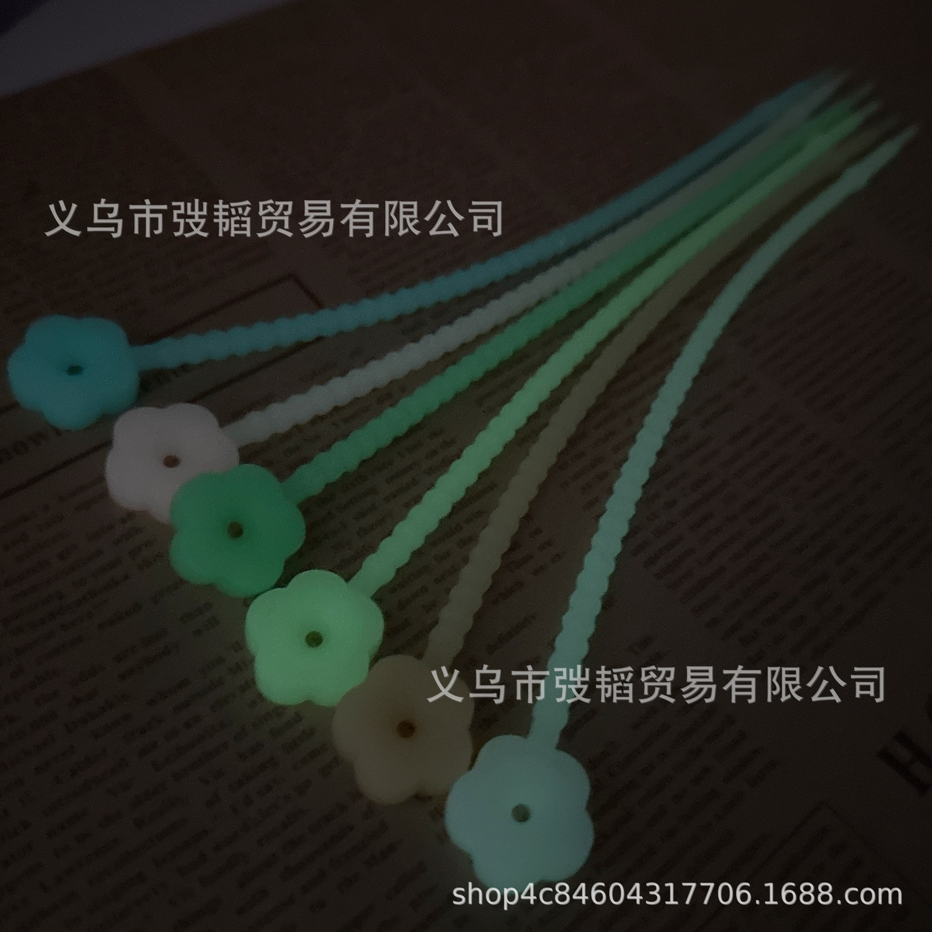 Natural Korean version fluorescent luminous transparent flowers silicone cable ties rainbow rope ties DIY handmade accessories Hair pins hair ornaments details Picture