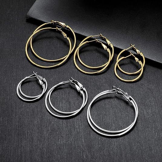 Amazon cross-border direct mail stainless steel gold-plated large circle earrings, women's stud earrings, titanium steel earrings, simple and fashionable earrings Application Scenario