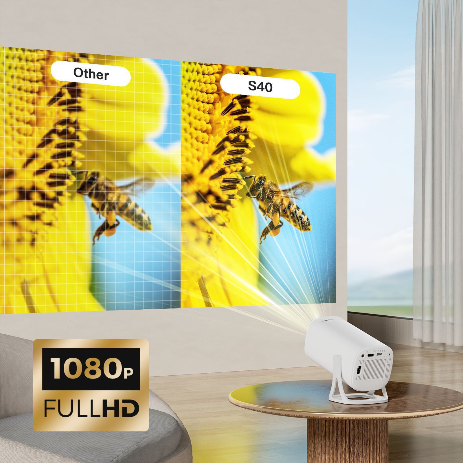 S40 Mini Portable Projector, Android 11 High-Definition 4K Lcd Projector, Portable Projection Device For Home Theater details Picture