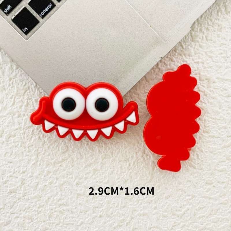 Cartoon funny big eyes teeth PVC soft patch DIY accessories Crocs Shoes flower mobile phone case refrigerator sticker cute creative accessories Application Scenario