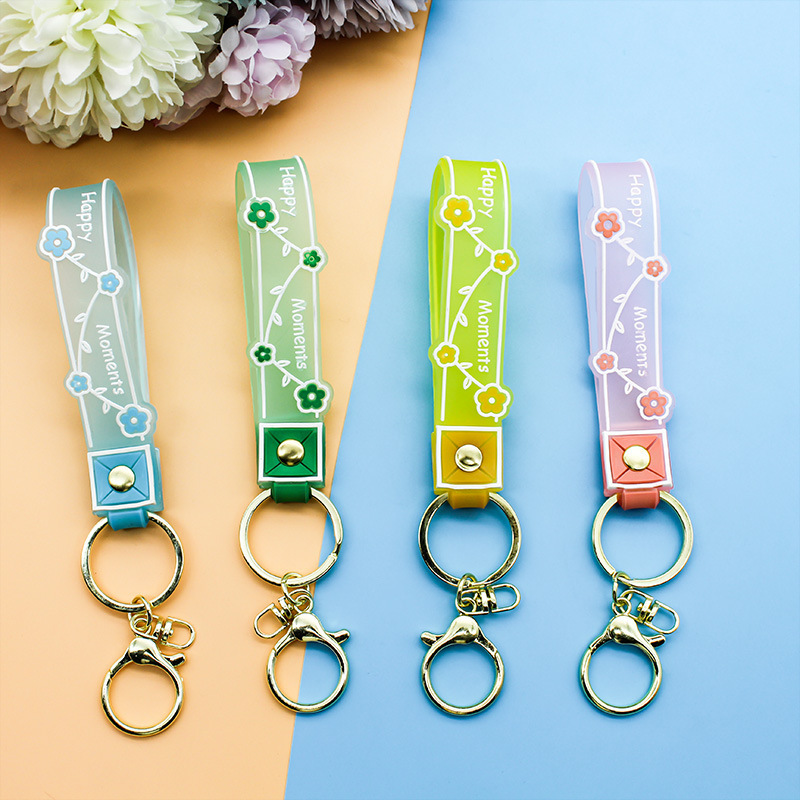 Transparent DIY candy-colored PVC soft rubber keychain pendant accessory leather rope keychain ring creative leather rope accessory manufacturer wholesale beautiful and practical keychain accessories details Picture